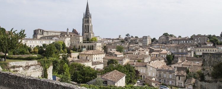 Cathedrals and historic buildings in Saint Emilion in Bordeaux luxury cruise port