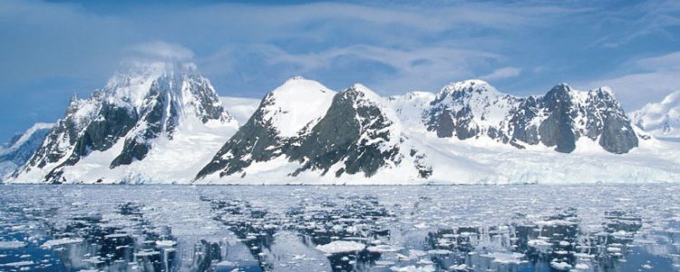 Mountain peaks and glaciers of Antarctica