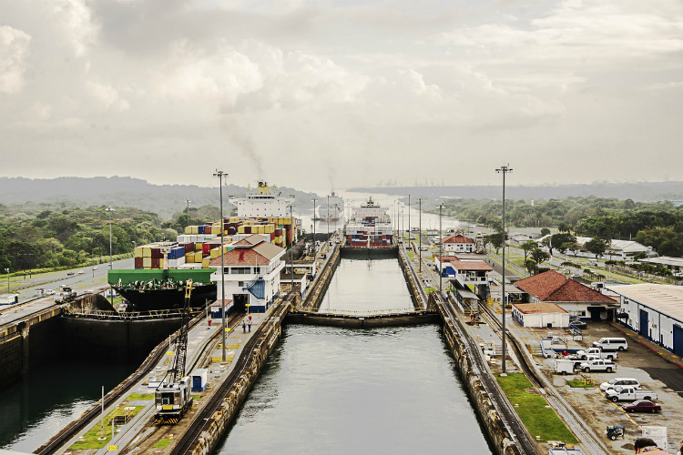 A portion of the Panama Canal in Central America