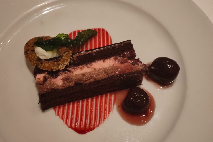 Chocolate and cherry dessert from the Chef's Dinner