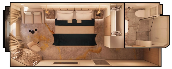 Double Guest Room with Ocean View floor Plan