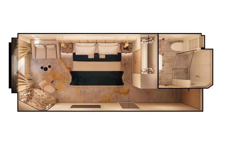 Double Guest Room with Ocean View floor Plan
