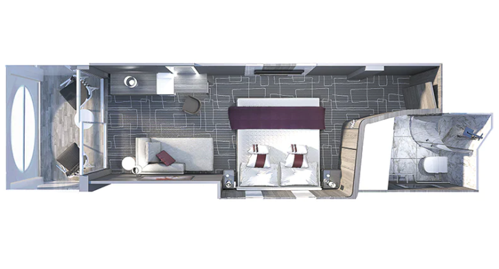 Deluxe Porthole View with Veranda Stateroom floor Plan