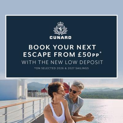 Cunard low deposit from £50pp
