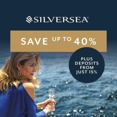 Silversea save up to 40% plus 15% deposit