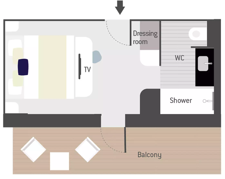 Upper decks balcony stateroom floor Plan
